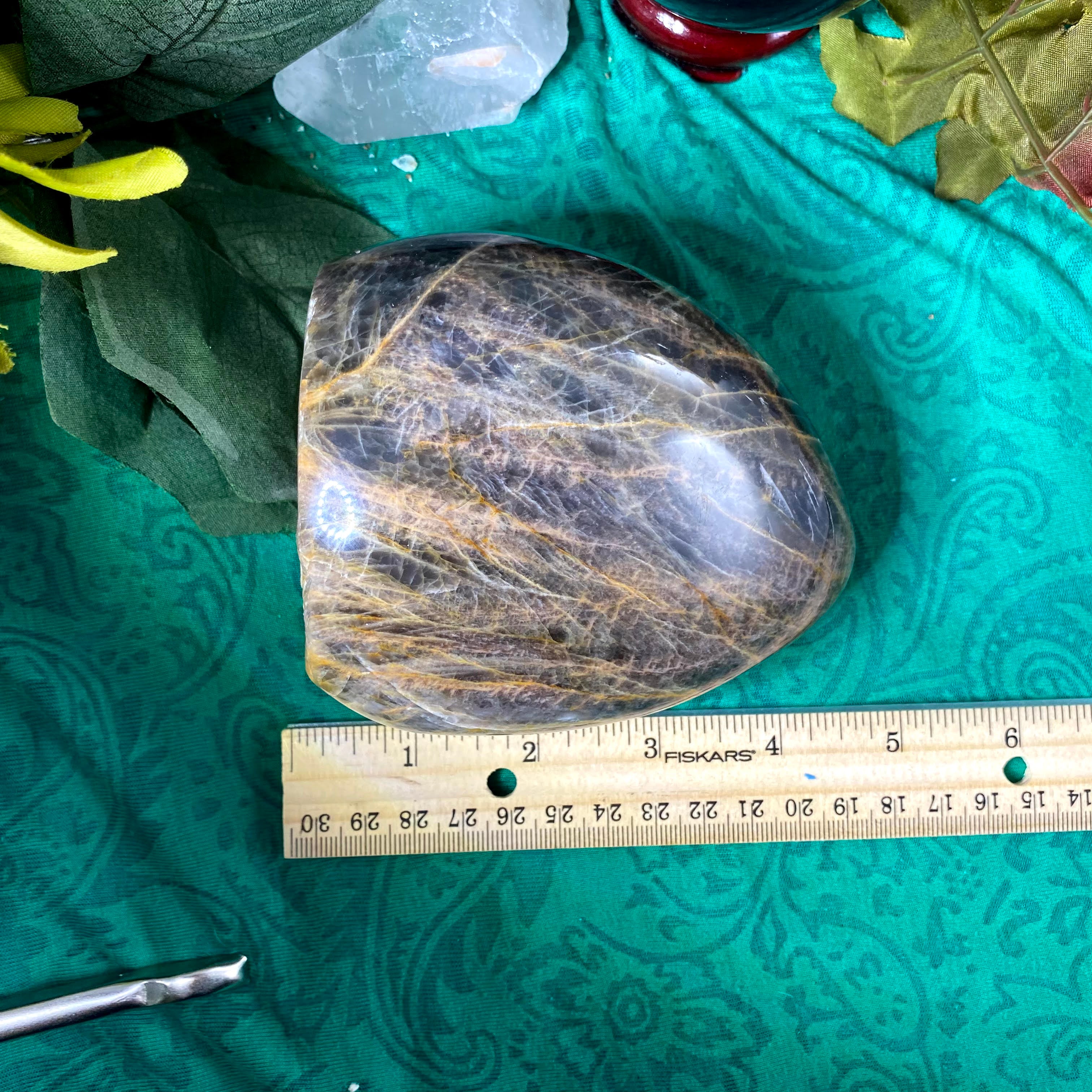 Moonstone - Black & Peach Moonstone Freeform! (#B562)