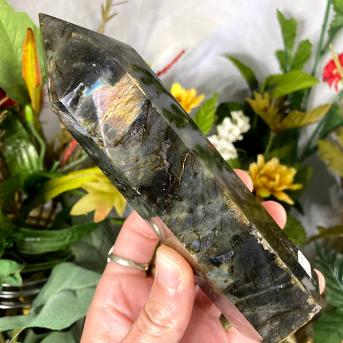 Labradorite - Labradorite Tall Tower / Point / Obelisk / Wand with Purple Flash! (A896)