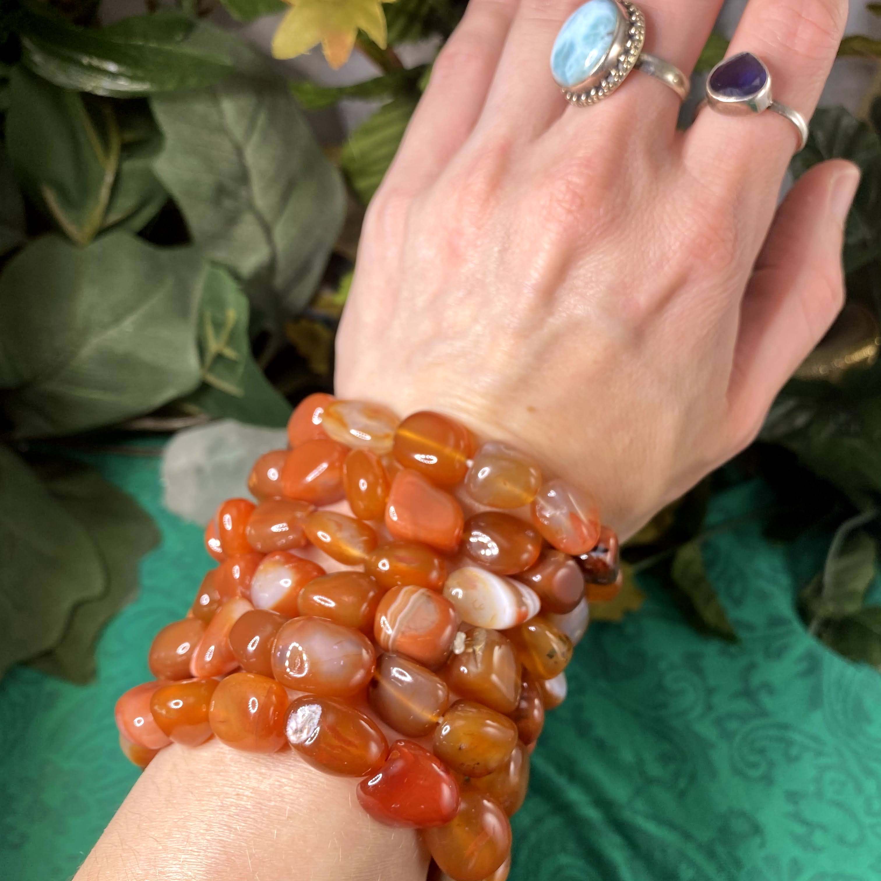 Carnelian - Carnelian Tumbled Stone Bracelets! (Price for one single strand stretchy bracelet)