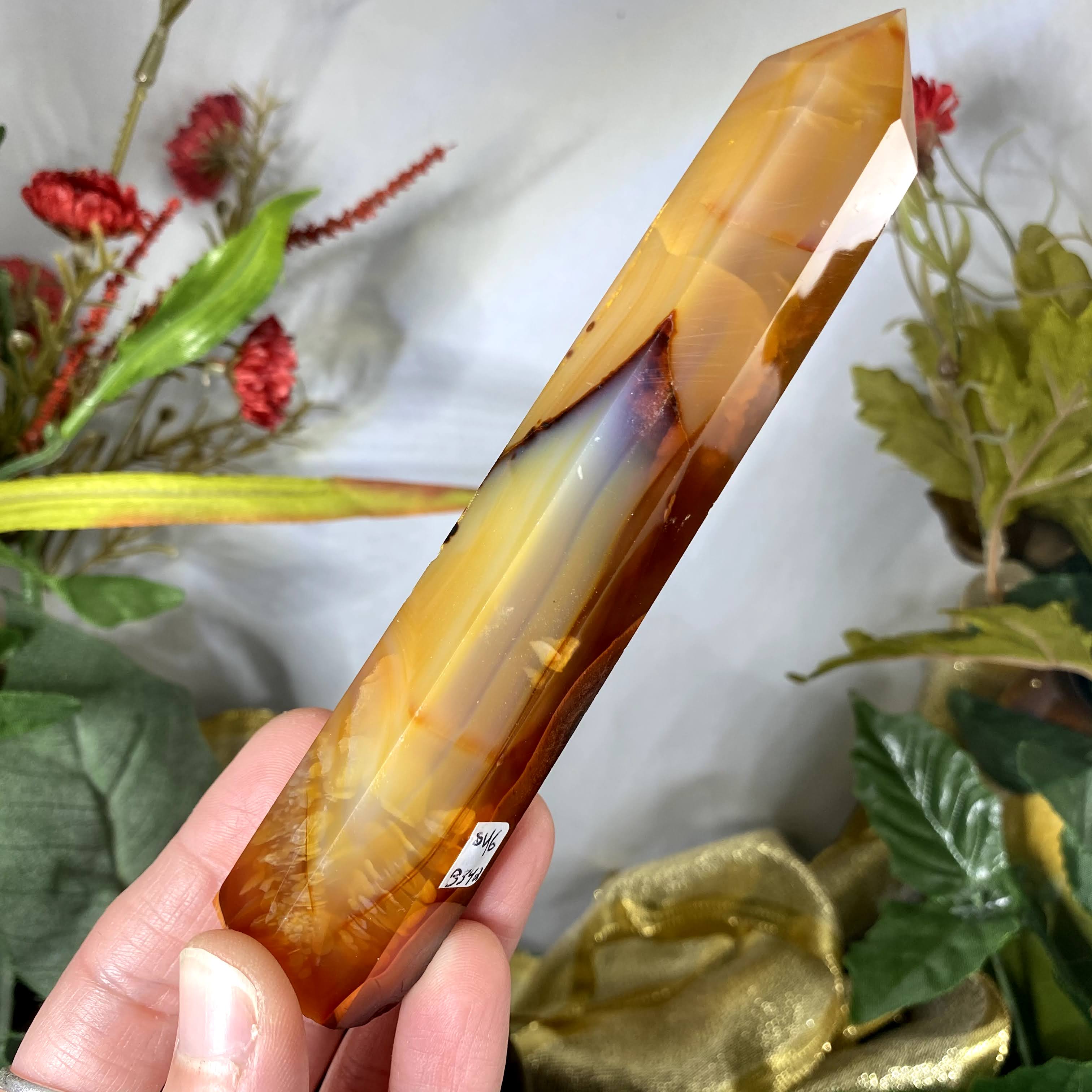 Carnelian - Tall Skinny Polished Carnelian Fiery Tower / Obelisk / Point! B342