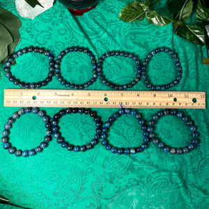 Apatite - Blue Apatite Round Bead Bracelets! A640-7mm/A641-8.5mm/A642-10mm