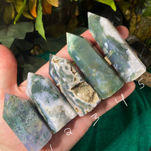 Load image into Gallery viewer, Agate - Super Green Dreamy Moss Agate Towers / Points / Obelisks! (B423/B425/B427/B430/B433)