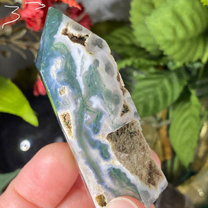 Agate - Super Green Dreamy Moss Agate Towers / Points / Obelisks! (B423/B425/B427/B430/B433)