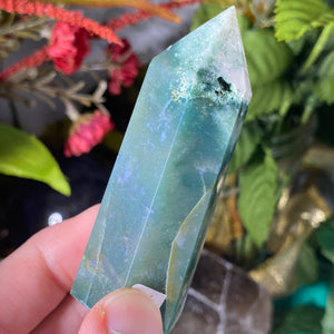 Agate - Super Green Dreamy Moss Agate Towers / Points / Obelisks! (B423/B425/B427/B430/B433)