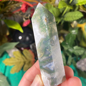 Agate - Super Green Dreamy Moss Agate Towers / Points / Obelisks! (B423/B425/B427/B430/B433)