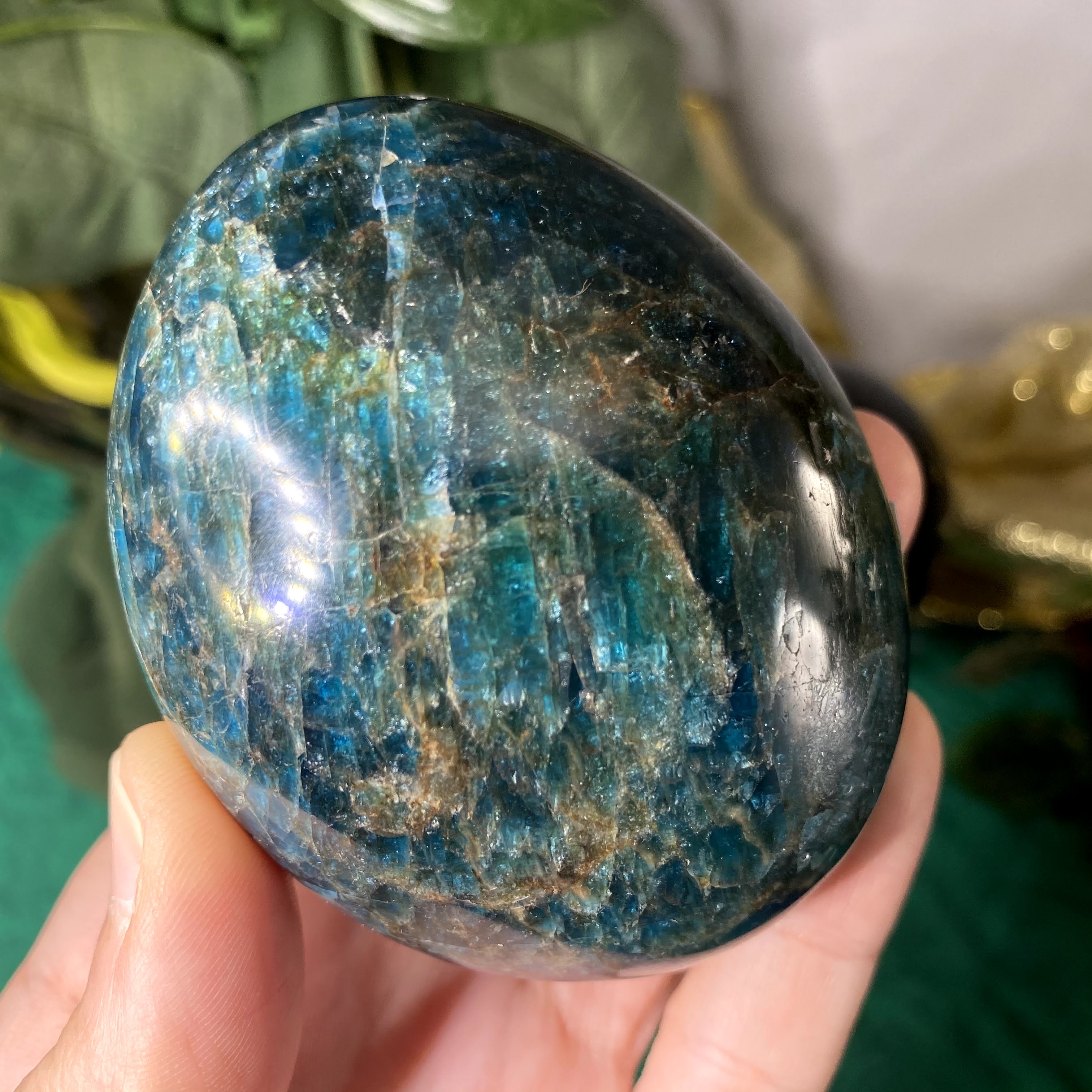 Apatite - X-Large GORGEOUS Blue Apatite Palm Stone! B35