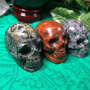 Obsidian & Larvikite Crystal Skulls! (644)