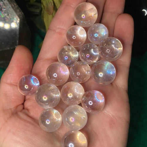 Angel/Opal Aura Quartz mini spheres, so cute! #573