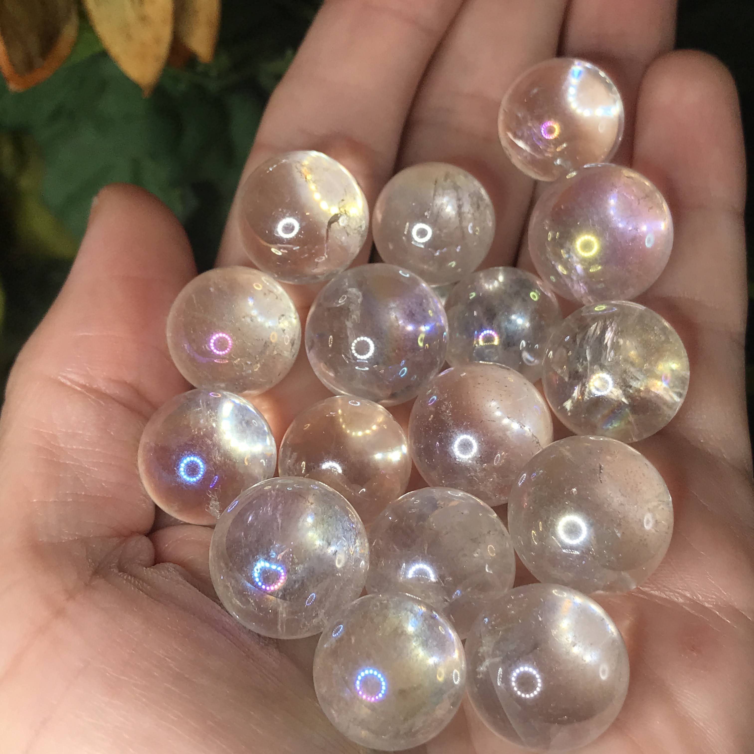 Angel/Opal Aura Quartz mini spheres, so cute! #573