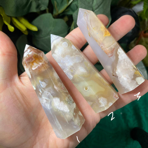 Agate -Gorgeous Flower (Plume) Agate Towers / Points / Obelisks! (B964/B965/B966)