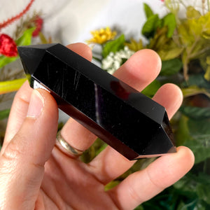 Obsidian- Moon Phase Carved Black Obsidian DT / Double Terminated Points! (B957/B958/B959)