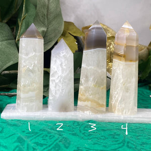 Agate - Heavenly Agate & Clear Quartz Towers / Points / Obelisks! (B951/B952/B953/B954)