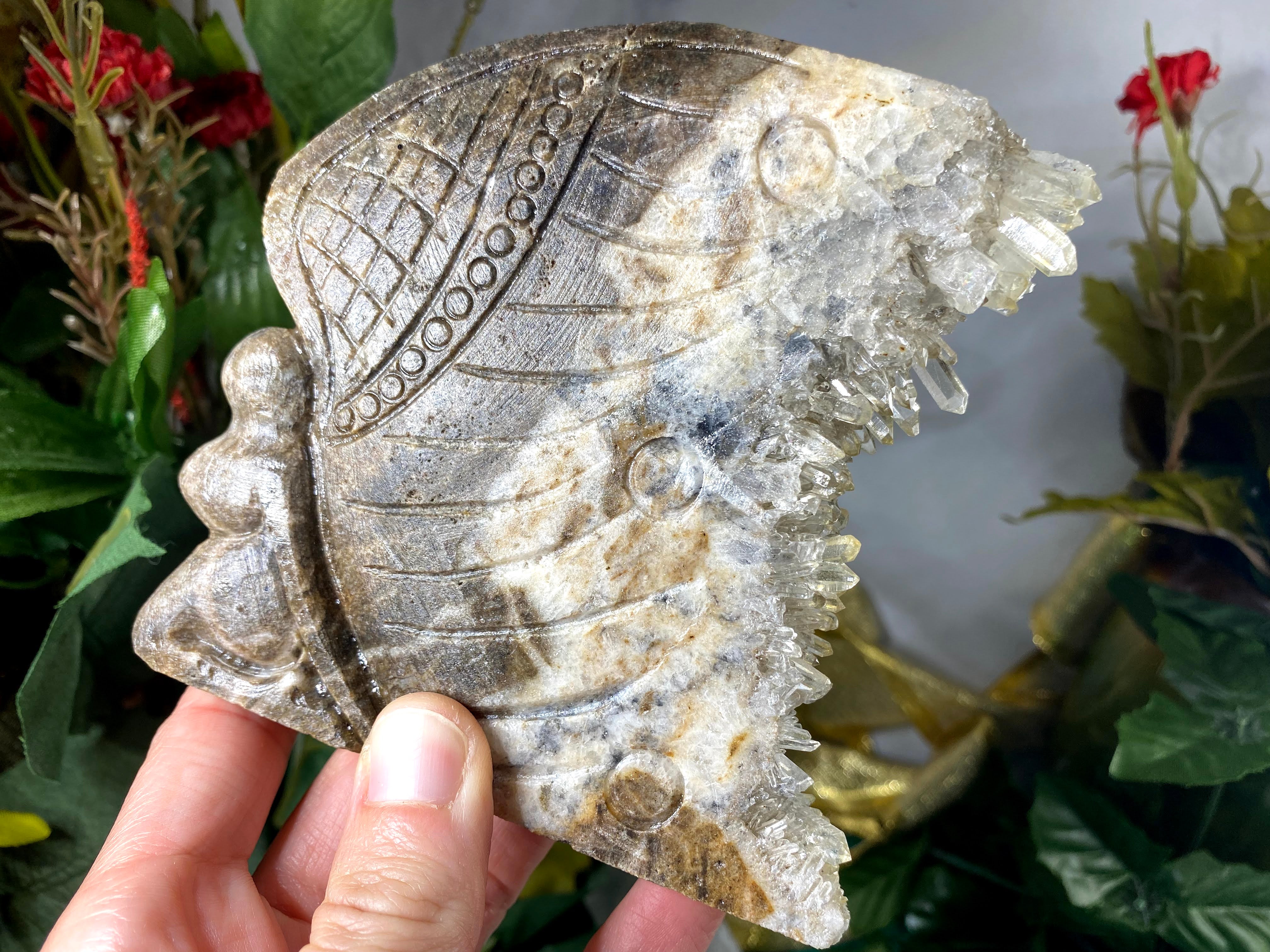 Gorgeous Quartz Cluster Fairy Carving!! B982