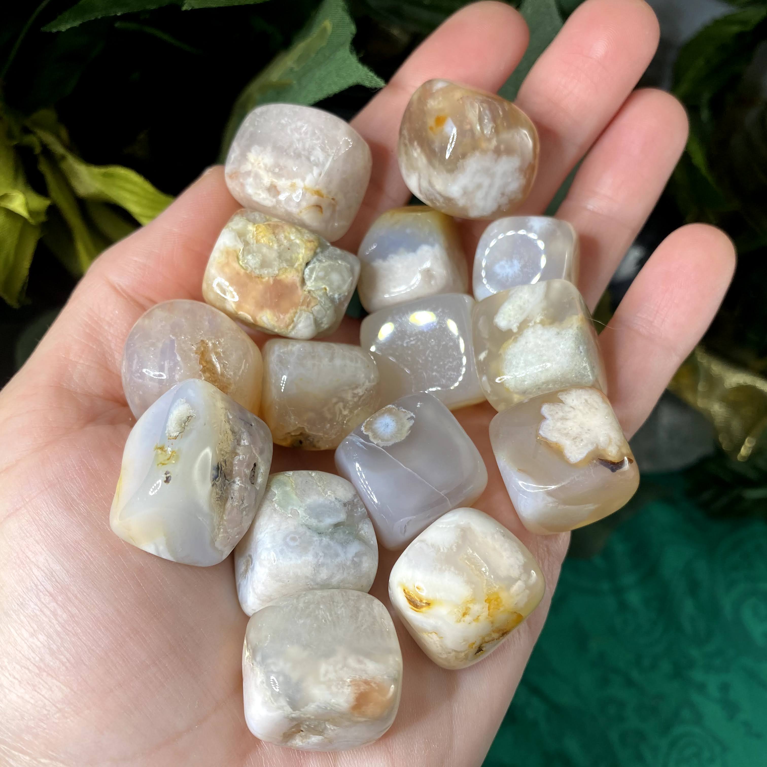 Agate - Flower Plume Agate Tumbled Stone (medium- A991)