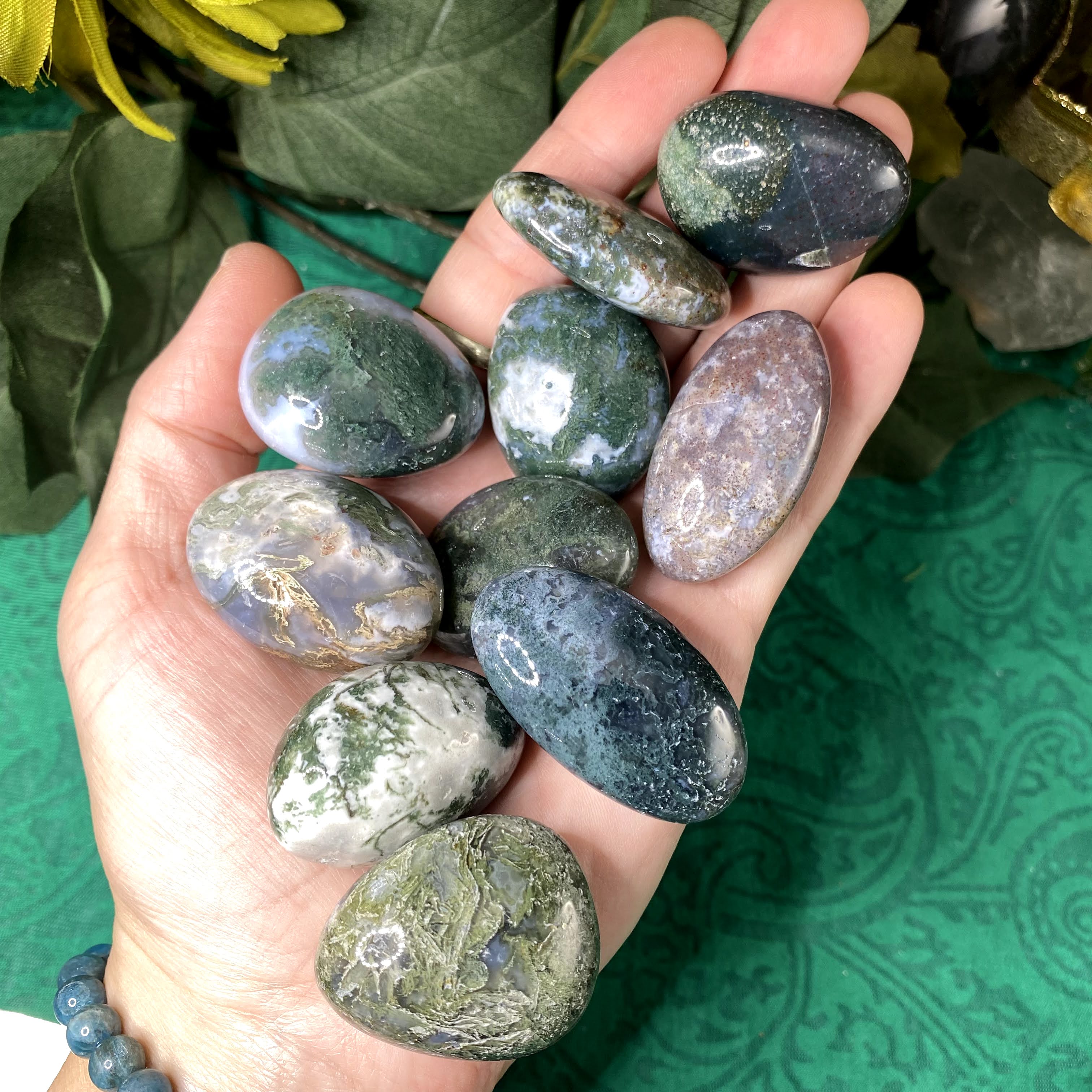 Agate - Dreamy Moss Agate Tumbled Stones! (Medium-A966)