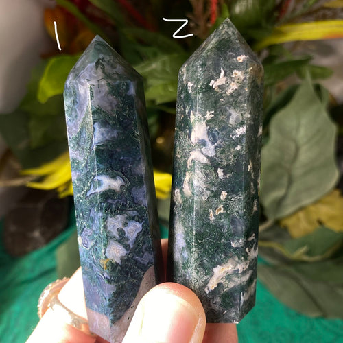 Agate - Super Green Moss Agate Towers / Points / Obelisks! (A359 /A357)