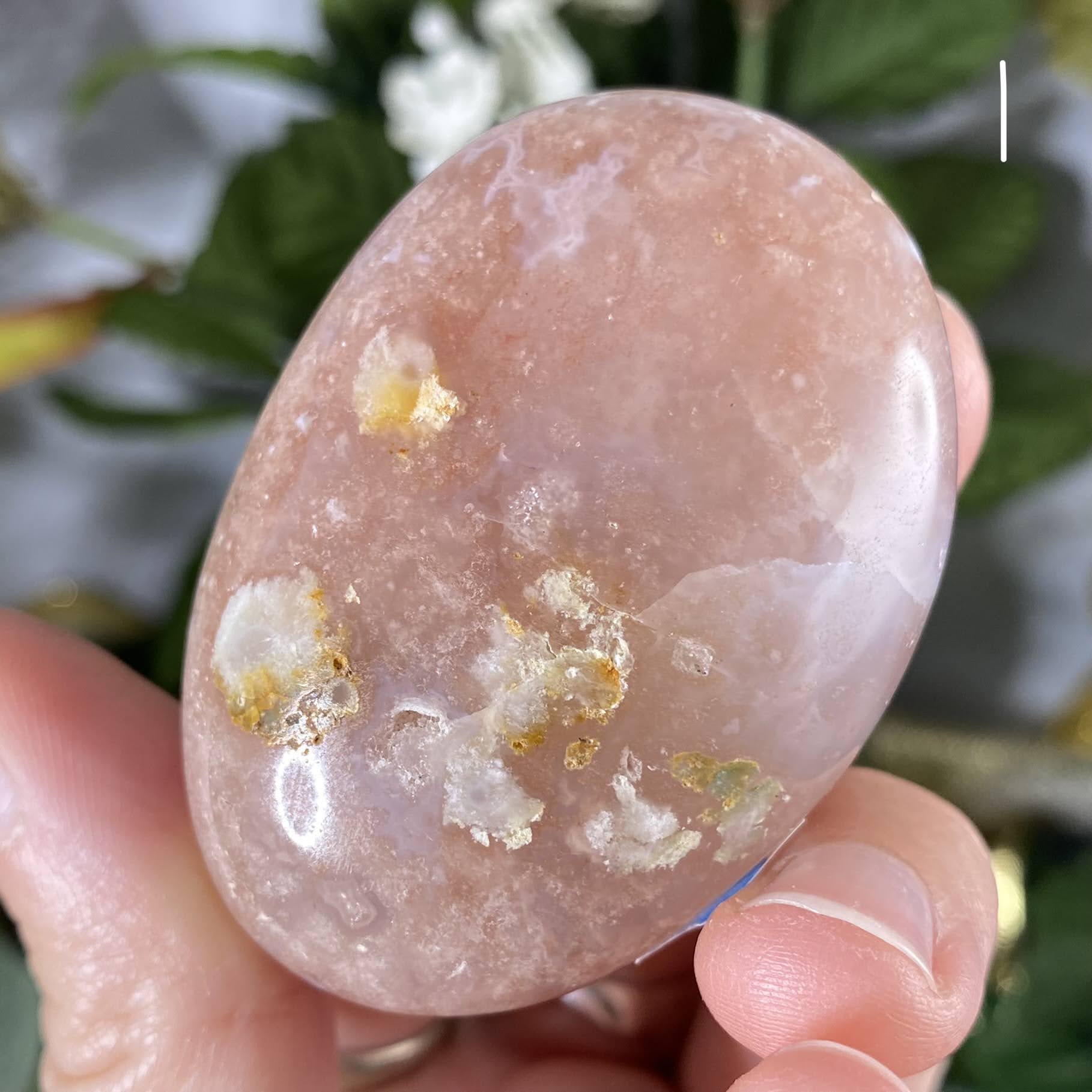 Agate - Flower Plume Agate Sparkly Palm Stones! (C33/C34/C35)