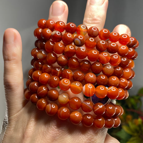 Carnelian - Carnelian Round Bead Bracelets! (Price for one single strand stretchy bracelet) C770