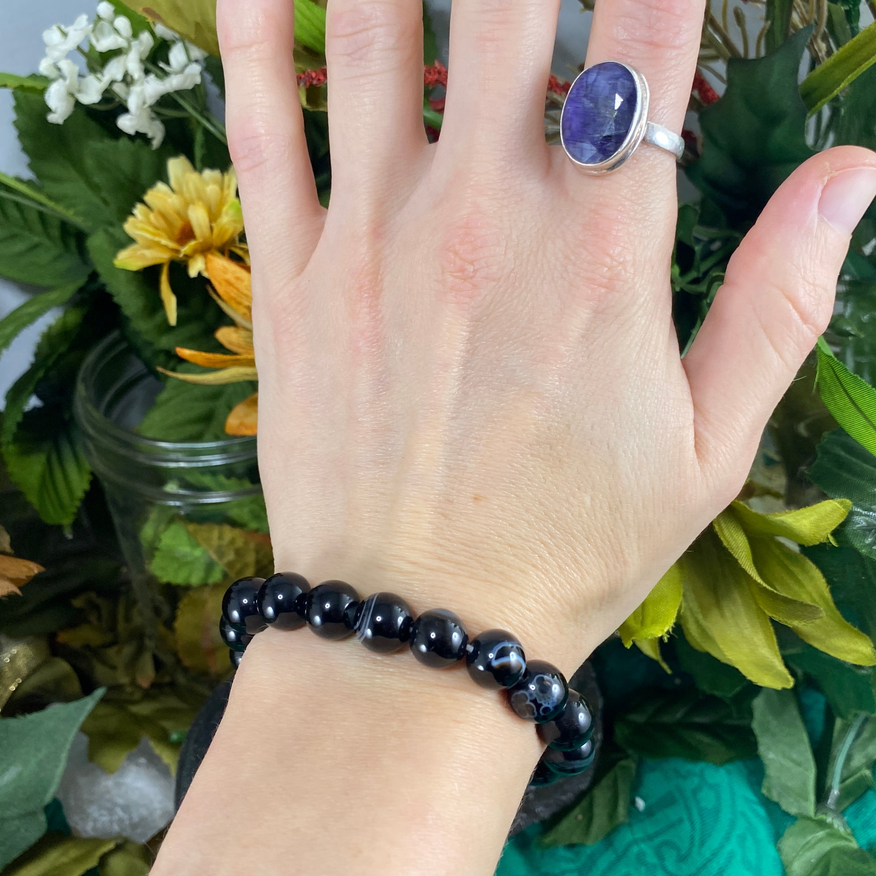 Onyx - Onyx Round Bead Bracelets! (Price for one single strand stretchy bracelet) C771