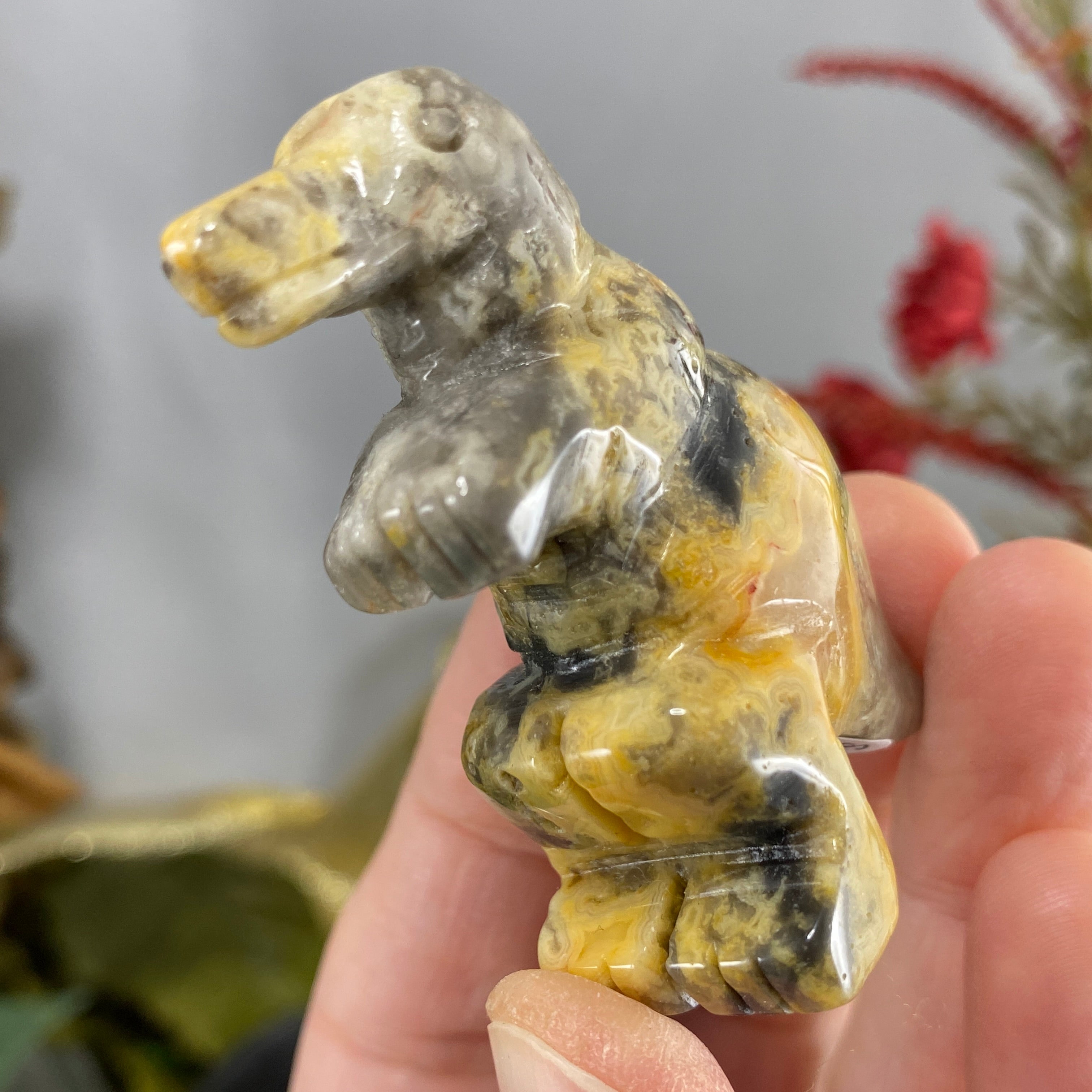 Agate - Crazy Lace Agate Dinosaur Animal Carving #C368