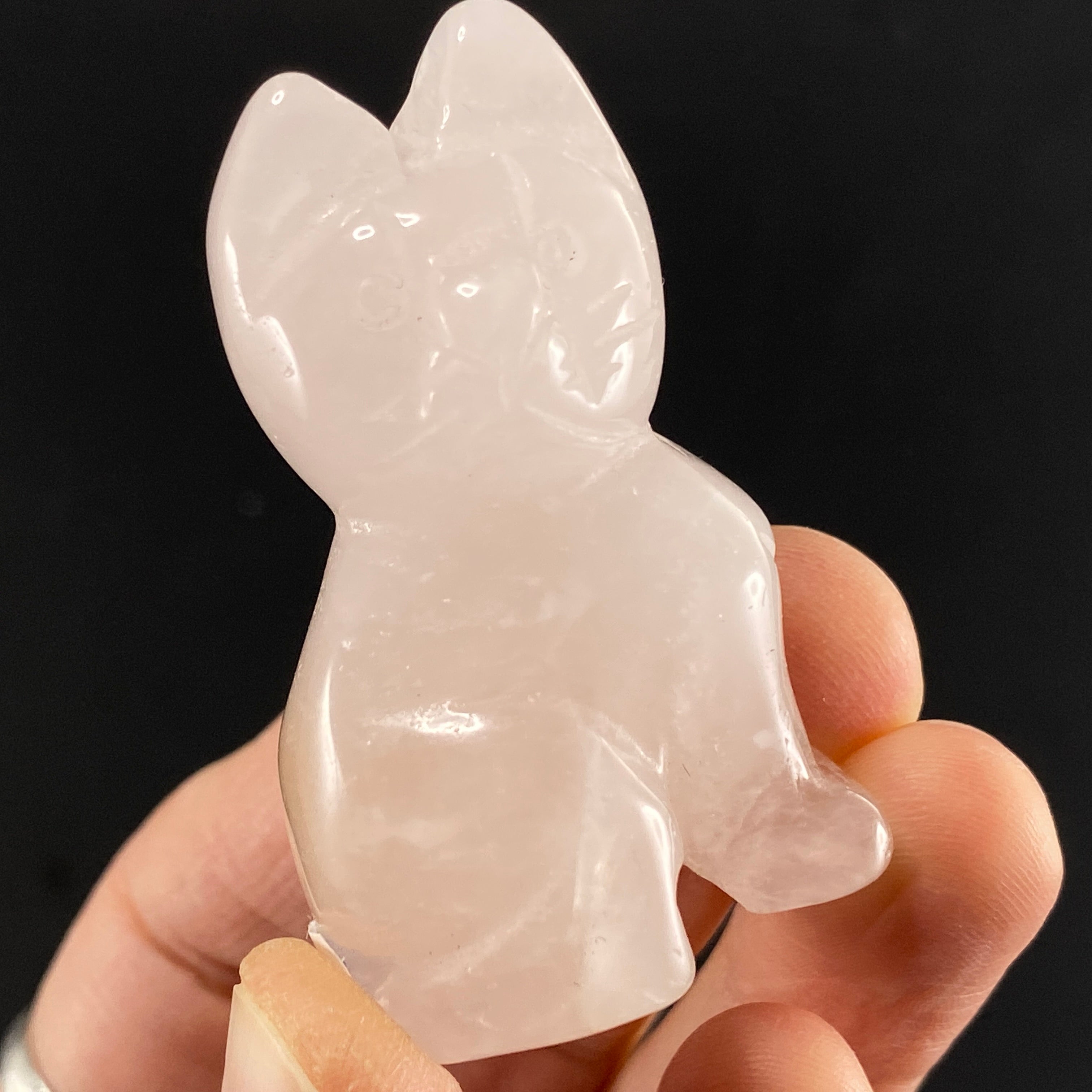 Rose Quartz - Rose Quartz Cat Animal Carving #C424