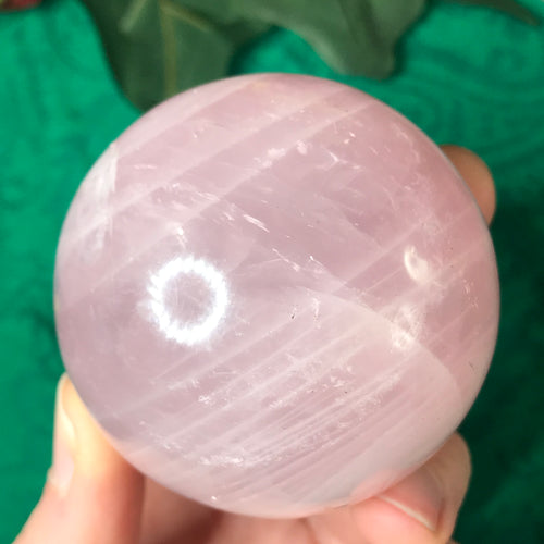 Rose Quartz Deep Pink 60mm Sphere with Rainbows!