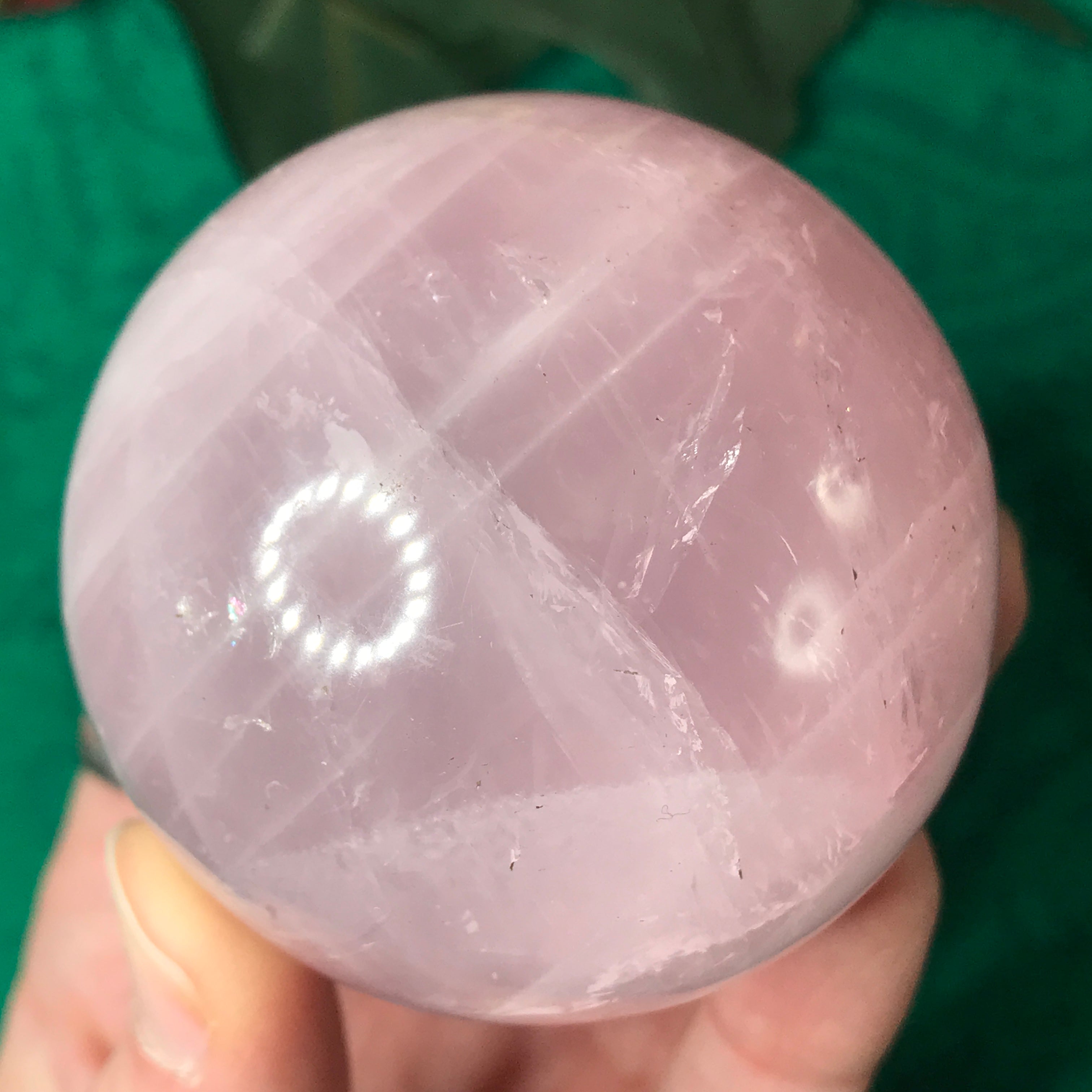 Rose Quartz Deep Pink 60mm Sphere with Rainbows!