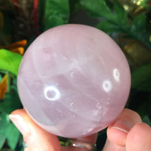 Load image into Gallery viewer, Rose Quartz Deep Pink 60mm Sphere with Rainbows!