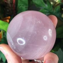 Load image into Gallery viewer, Rose Quartz Deep Pink 60mm Sphere with Rainbows!