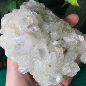 Apophyllite Cluster with Multiple Generations of Growth and a Touch of Green