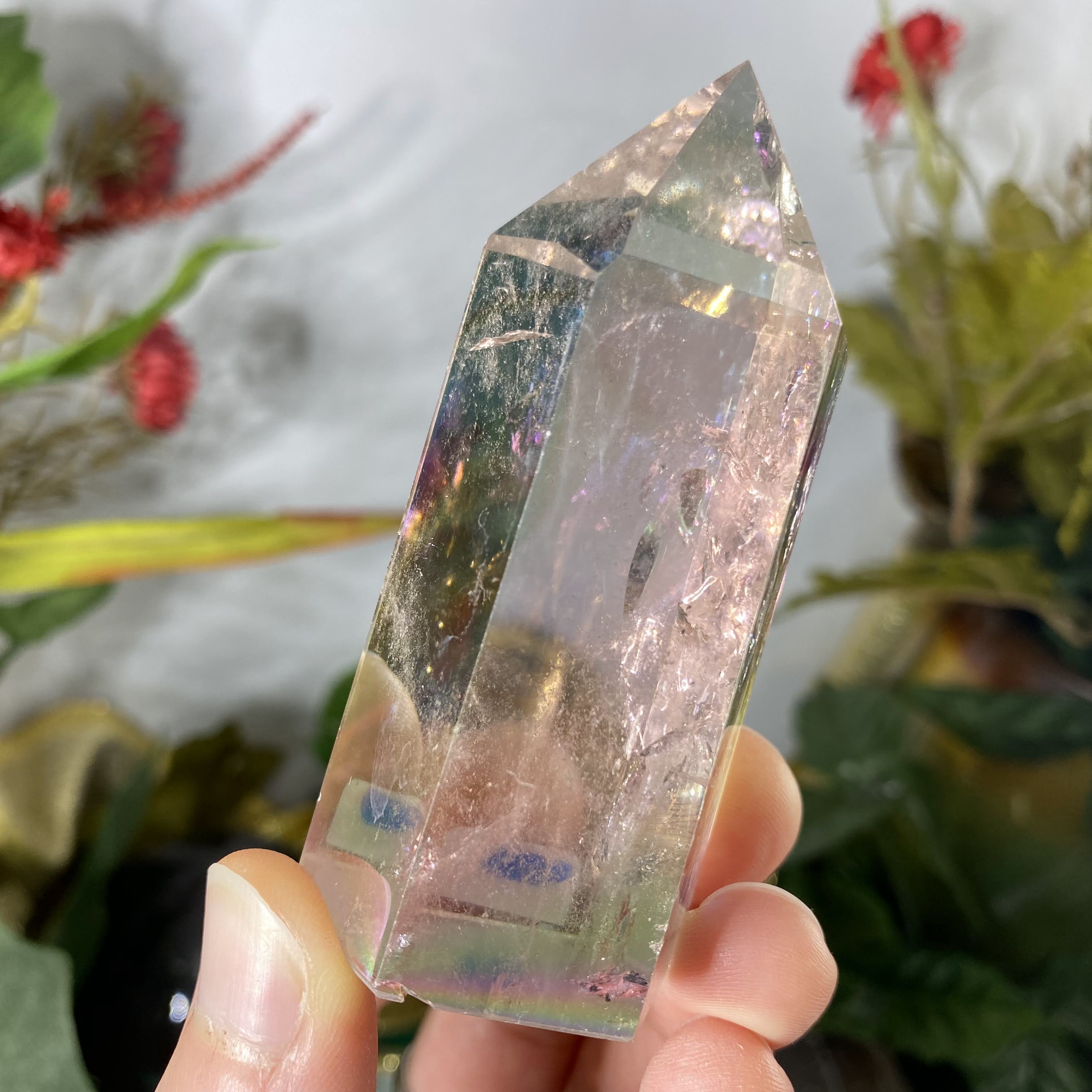 Angel / Opal Aura Quartz- Heavenly Happy Aura Quartz Tower / Point / Obelisk! C90