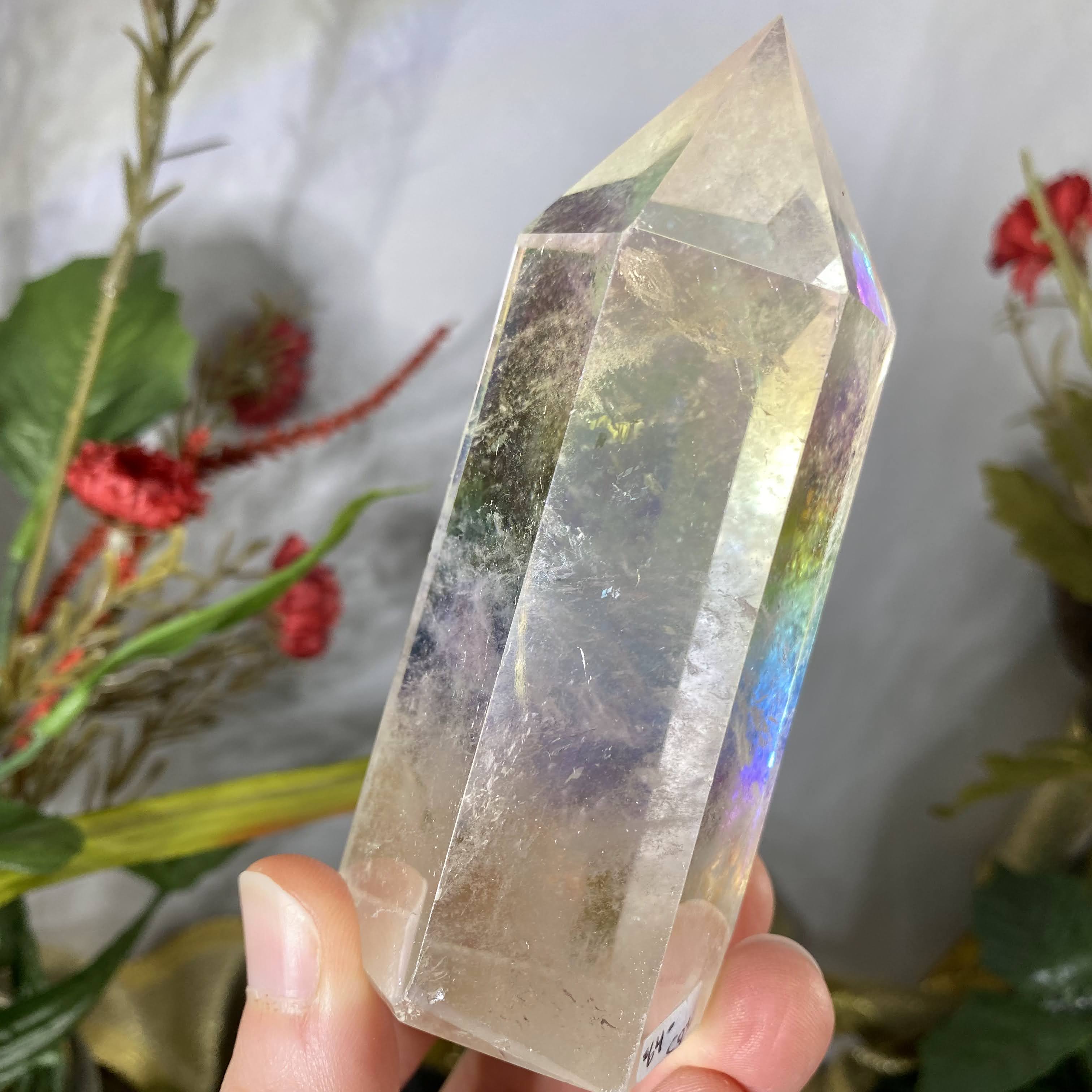 Angel / Opal Aura Quartz- Heavenly Happy Aura Quartz Tower / Point / Obelisk! C93