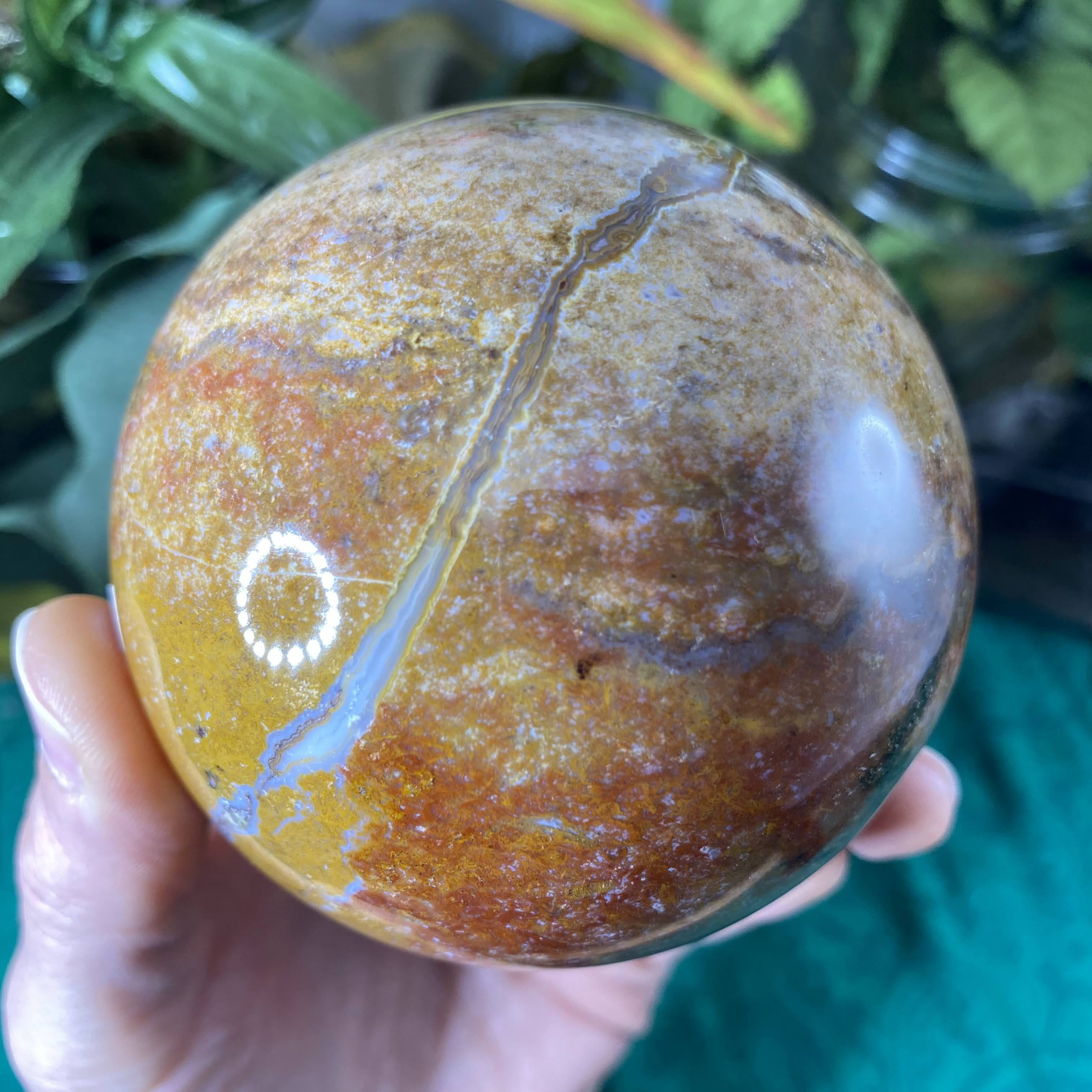 Ocean Jasper - Lovely Sunset Colored 78mm Ocean Jasper Sphere! A935