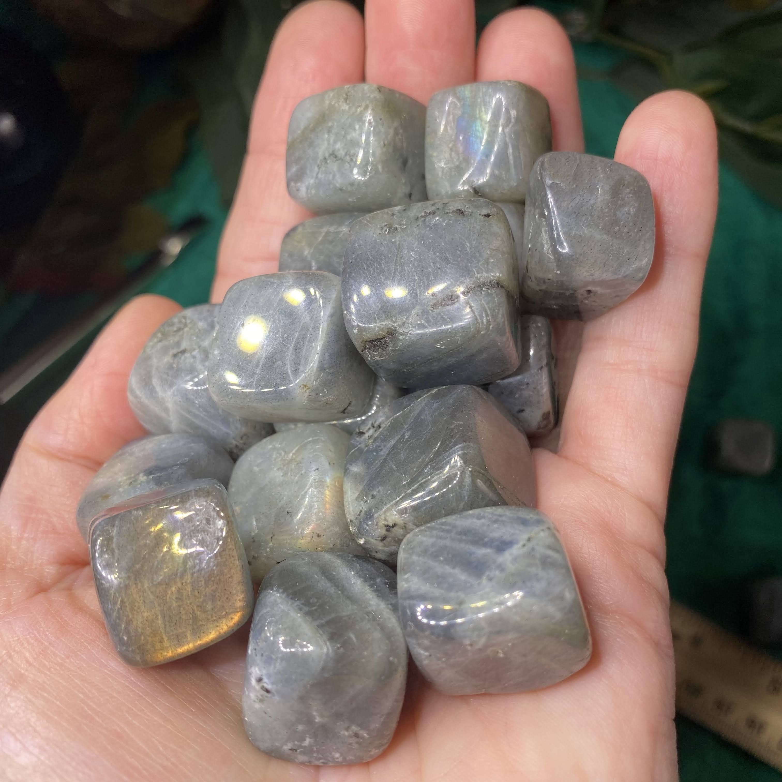 Labradorite - Labradorite "Medium" Sized Cubed Tumbles (some with a touch of purple and orange flash!) C198