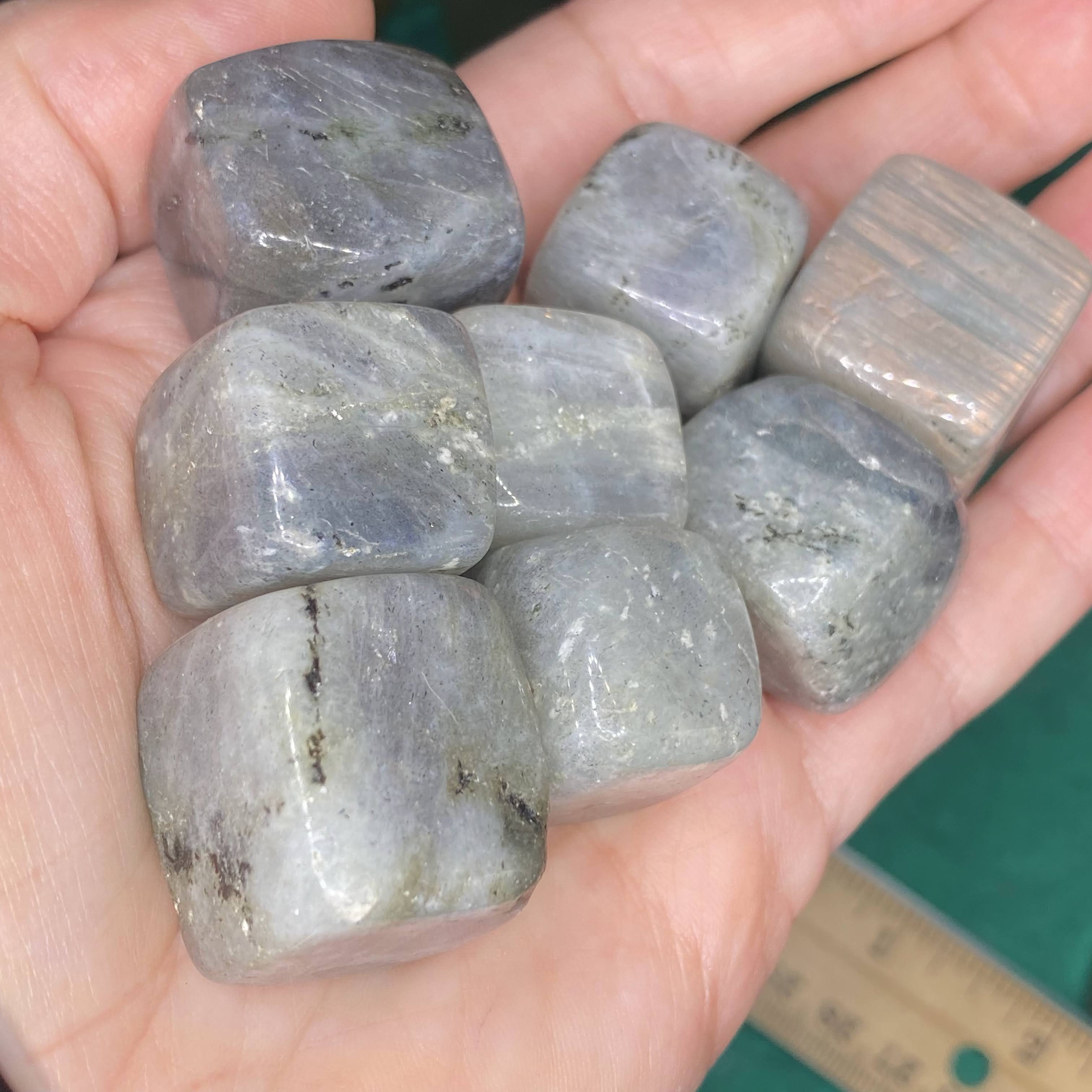 Labradorite - Labradorite "Large" Sized Cubed Tumbles (some with a touch of purple and orange flash!) C197