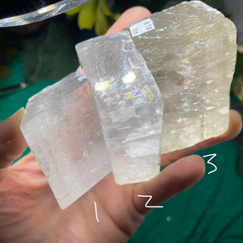 Calcite - Clear Calcite with Rainbows Rhombohedron Shape! (B675 / B677 /B681)