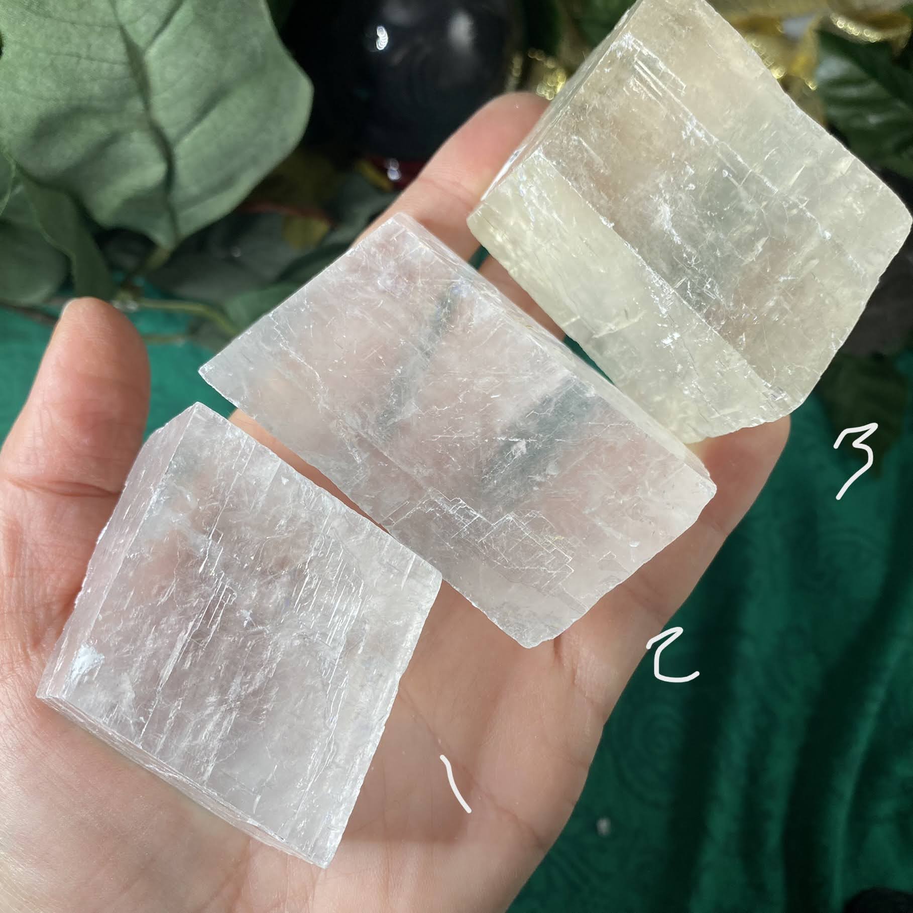 Calcite - Clear Calcite with Rainbows Rhombohedron Shape! (B675 / B677 /B681)