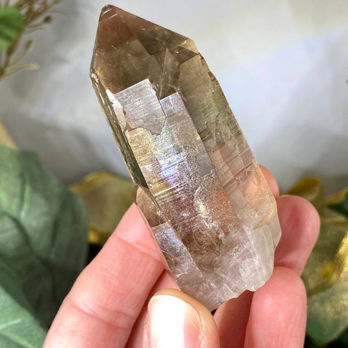 Smokey Quartz - Raw Smokey Quartz Point / Small Wand (cathedral like growth, etching, Diamantina Brazil)