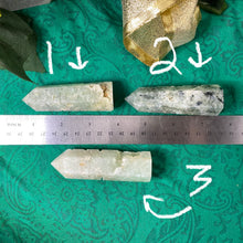 Load image into Gallery viewer, Prehnite &amp; Epidote- Polished Towers / Points / Obelisks! (A397,A400,A401)