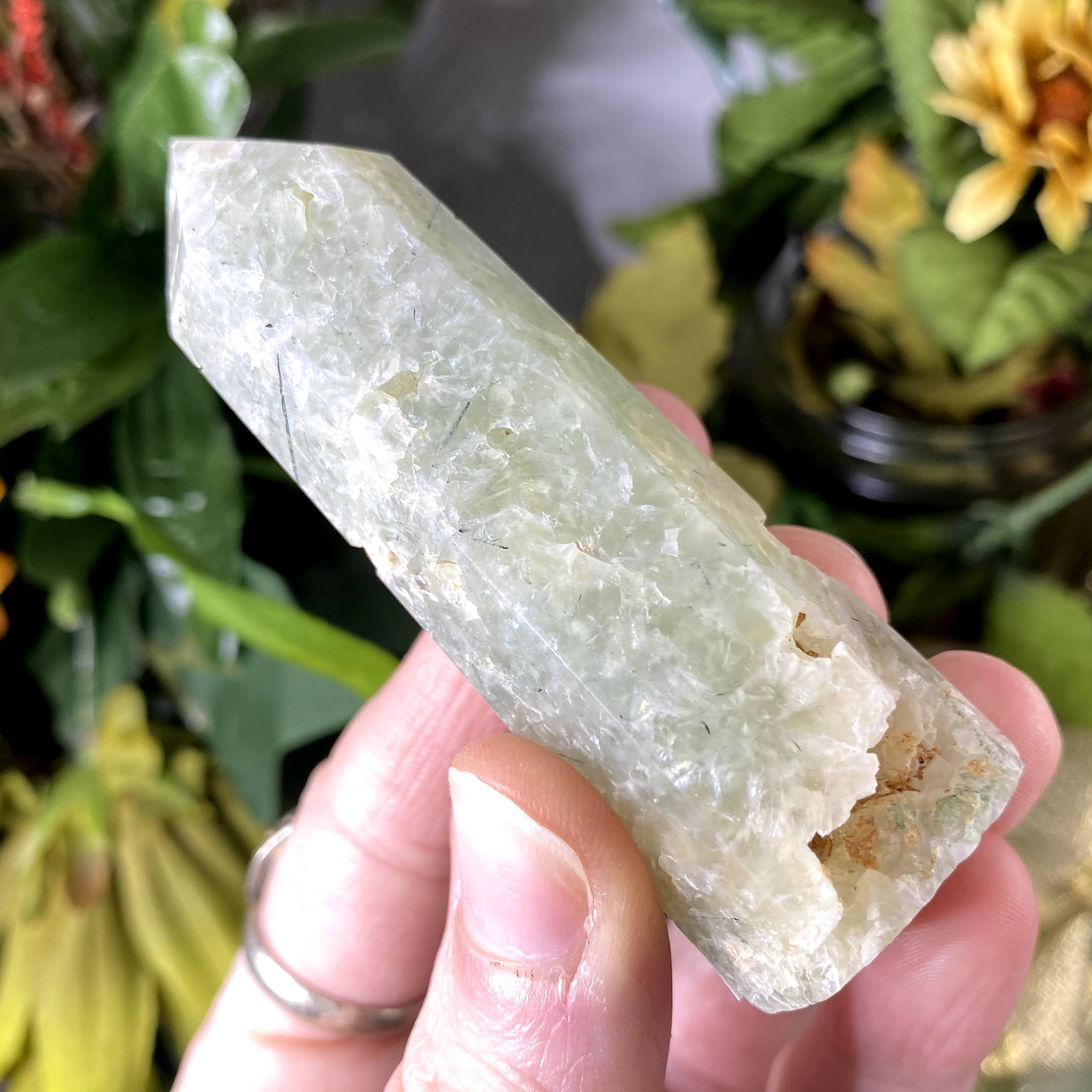 Prehnite & Epidote- Polished Towers / Points / Obelisks! (A397,A400,A401)