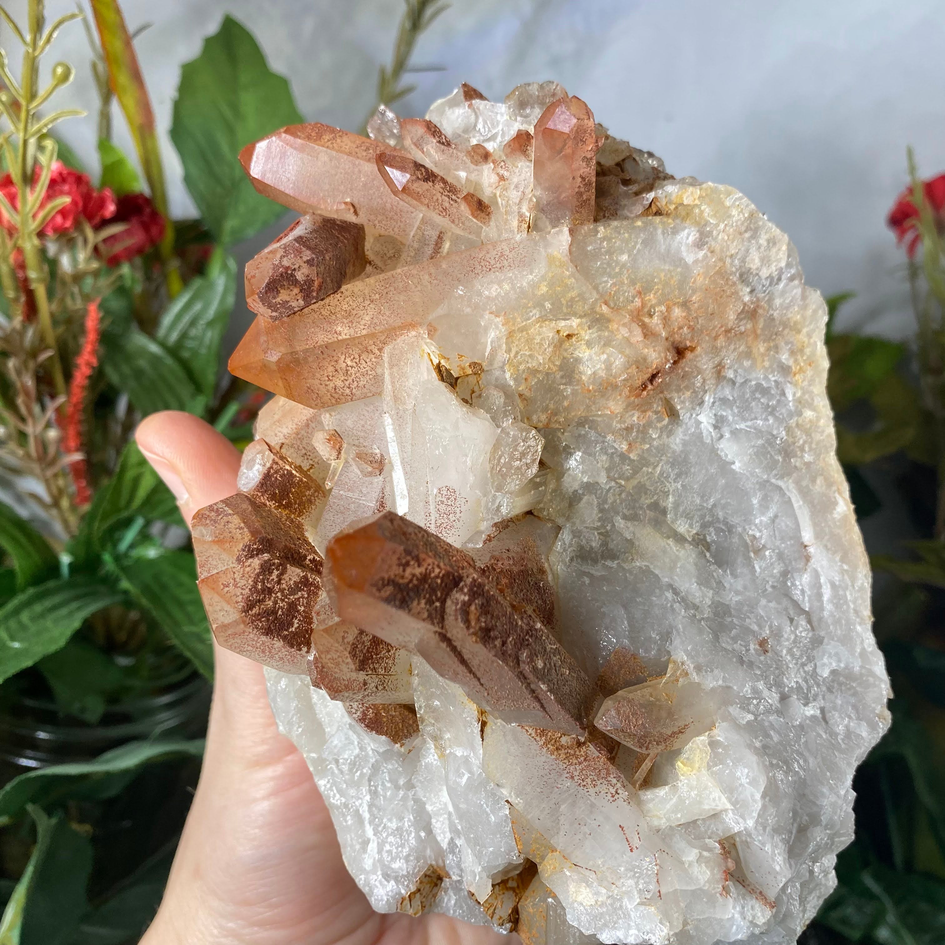 Hematoid Quartz- STELLAR SWEET Red Hematoid Quartz Large Cluster! #246