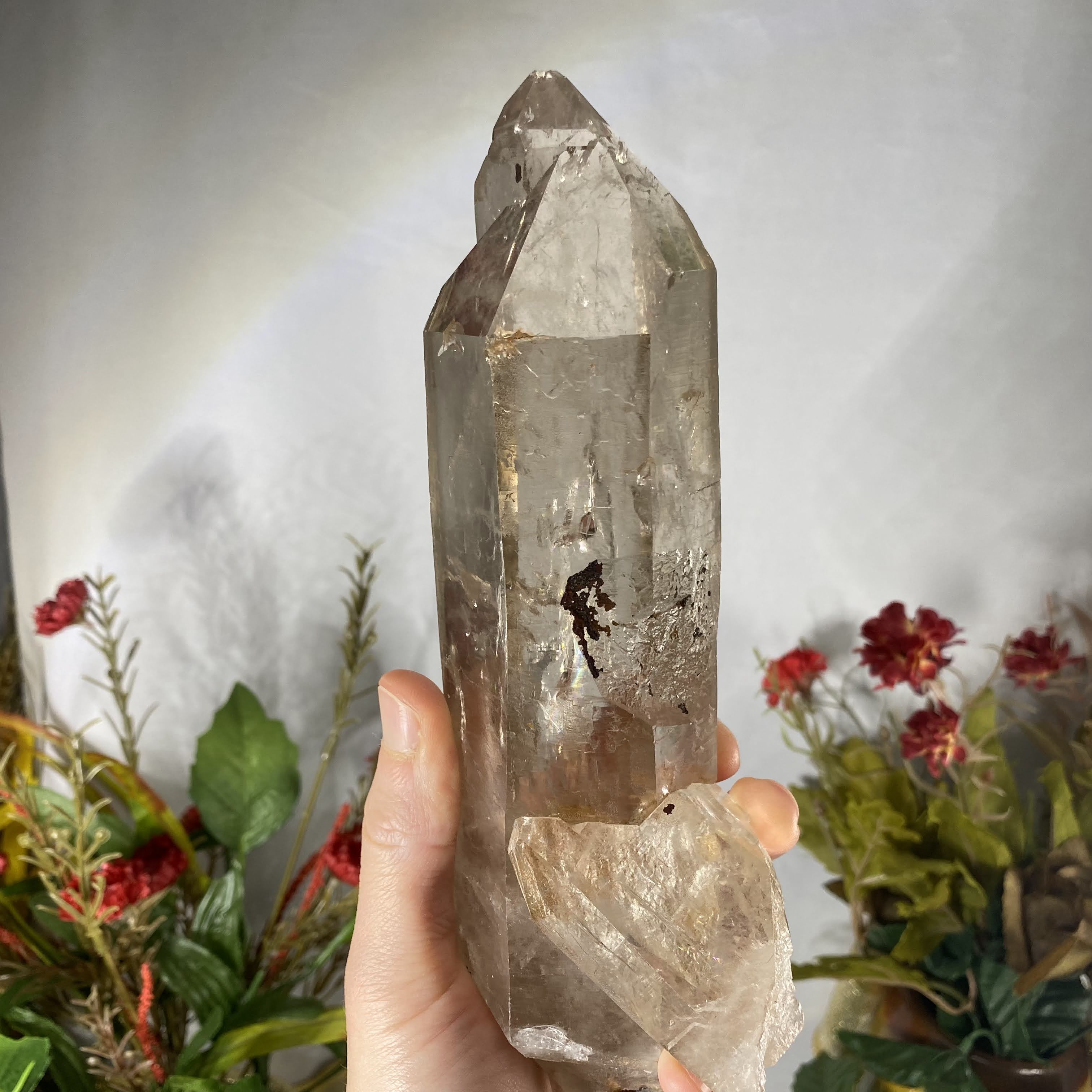 Smoky Quartz - Huge Light Smokey Quartz Wand / Point (etching, rainbows)!!! #827