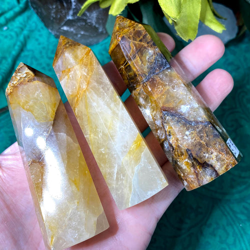 Hematoid Quartz- Golden Healer Quartz Super Deep Gold Towers / Points / Obelisks! (A628/A631/A632)