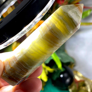 Green Calcite- Bright Gorgeous Banded Green Calcite Towers / Obelisks / Points! (A847/A848/A849)