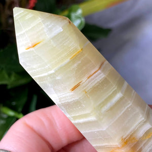 Green Calcite- Bright Gorgeous Banded Green Calcite Towers / Obelisks / Points! (A847/A848/A849)