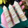 Green Calcite- Bright Gorgeous Banded Green Calcite Towers / Obelisks / Points! (A853/A854/A855)