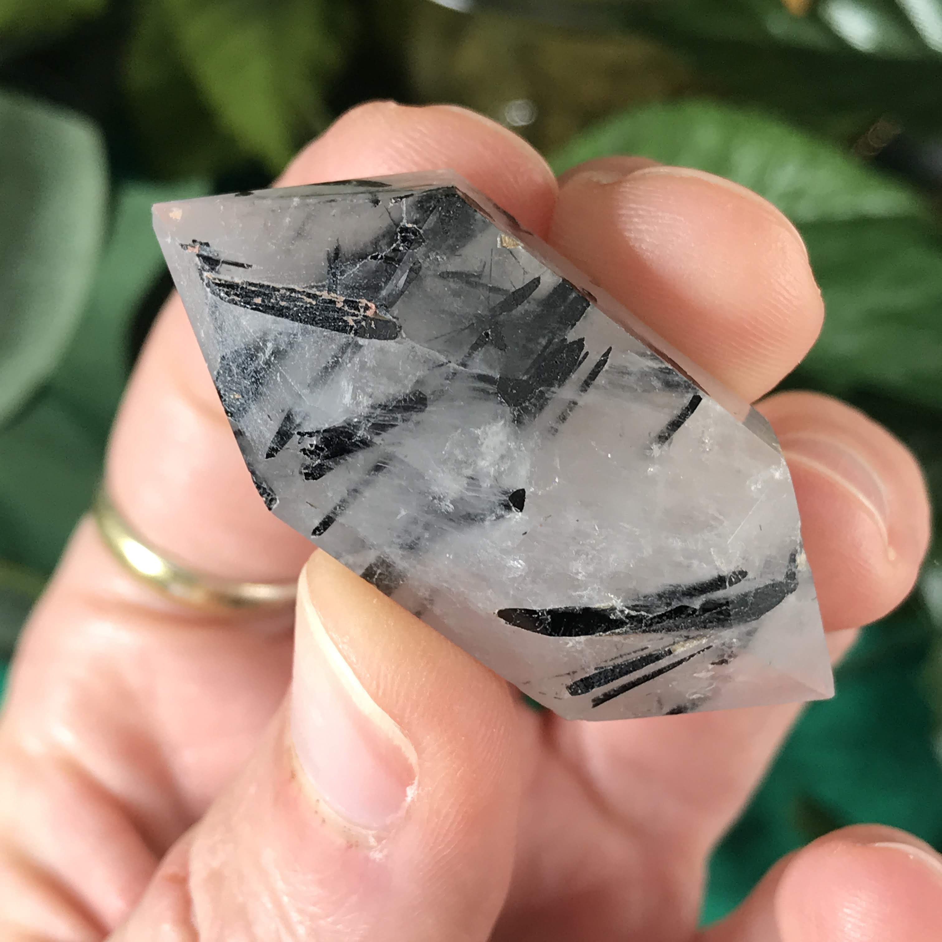 Black Tourmalinated Quartz- Double Terminated Polished Black Tourmalinated Quartz Points!