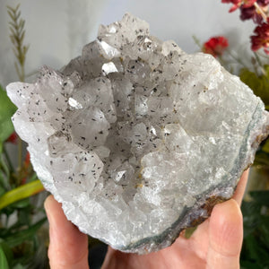 Quartz- Clear Quartz with Manganese Inclusions Chunky Cluster! B652