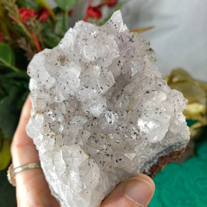 Quartz- Clear Quartz with Manganese Inclusions Chunky Cluster! B652