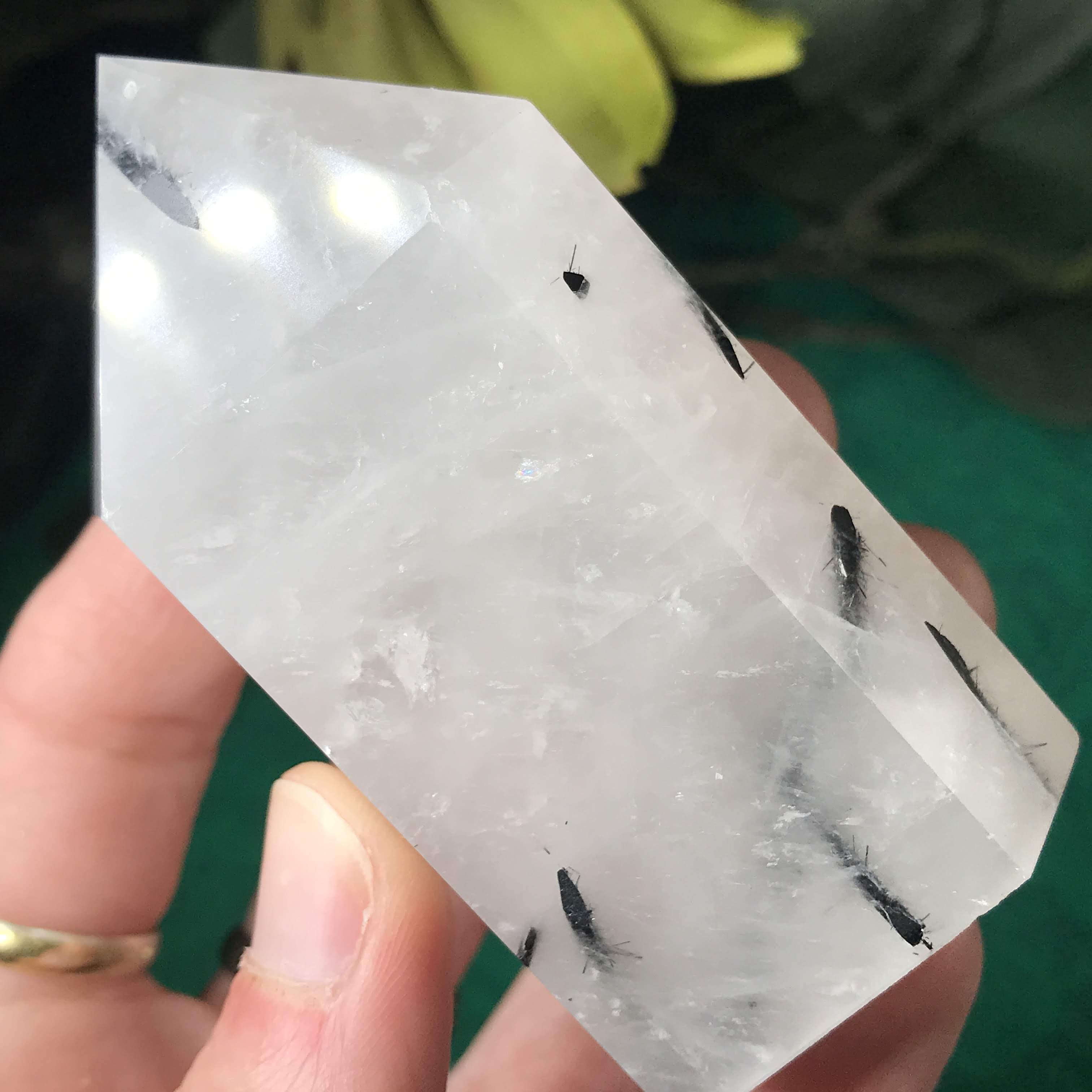 Black Tourmalinated Quartz-Polished Black Tourmalinated Quartz Tower!